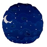 Sky Night Moon Clouds Crescent Large 18  Premium Flano Round Cushions