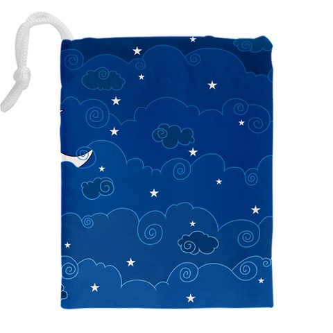 Sky Night Moon Clouds Crescent Drawstring Pouch (5XL) from ArtsNow.com Back