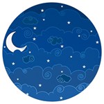 Sky Night Moon Clouds Crescent Round Trivet