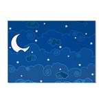 Sky Night Moon Clouds Crescent Crystal Sticker (A4)