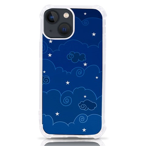 Sky Night Moon Clouds Crescent iPhone 13 mini TPU UV Print Case from ArtsNow.com Front