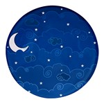 Sky Night Moon Clouds Crescent Round Glass Fridge Magnet (4 pack)