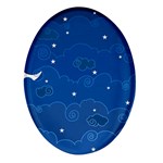Sky Night Moon Clouds Crescent Oval Glass Fridge Magnet (4 pack)