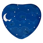 Sky Night Moon Clouds Crescent Heart Glass Fridge Magnet (4 pack)