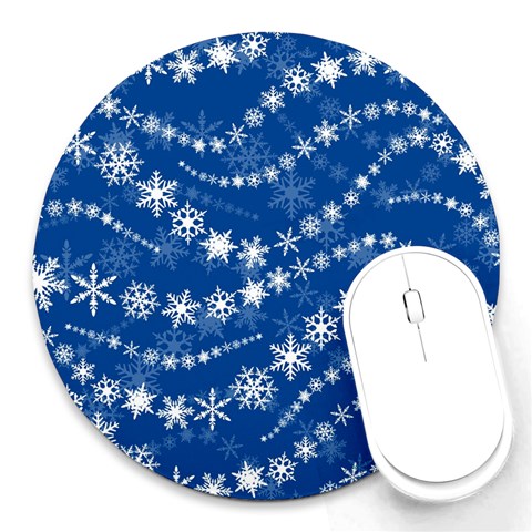 Snowflakes Winter Background Round Mousepad from ArtsNow.com Front