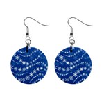Snowflakes Winter Background Mini Button Earrings