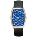 Snowflakes Winter Background Barrel Style Metal Watch