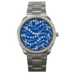 Snowflakes Winter Background Sport Metal Watch