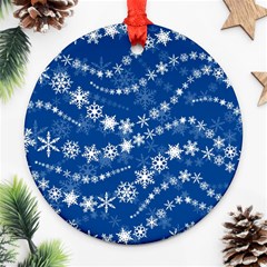 Snowflakes Winter Background Round Ornament (Two Sides) from ArtsNow.com Back