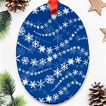 Snowflakes Winter Background Oval Ornament (Two Sides)