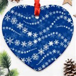 Snowflakes Winter Background Heart Ornament (Two Sides)