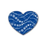 Snowflakes Winter Background Rubber Coaster (Heart)