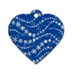 Snowflakes Winter Background Dog Tag Heart (Two Sides)