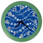 Snowflakes Winter Background Color Wall Clock
