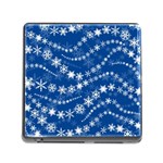 Snowflakes Winter Background Memory Card Reader (Square 5 Slot)