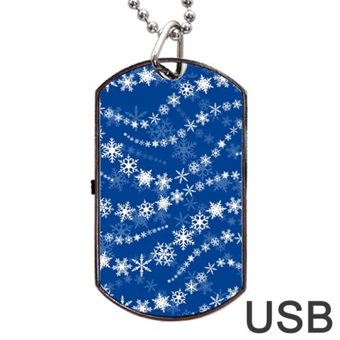 Snowflakes Winter Background Dog Tag USB Flash (One Side) from ArtsNow.com Front