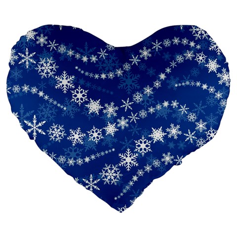 Snowflakes Winter Background Large 19  Premium Heart Shape Cushions from ArtsNow.com Front