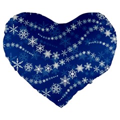 Snowflakes Winter Background Large 19  Premium Heart Shape Cushions from ArtsNow.com Front