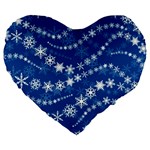 Snowflakes Winter Background Large 19  Premium Heart Shape Cushions