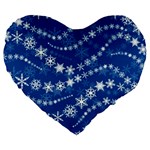 Snowflakes Winter Background Large 19  Premium Flano Heart Shape Cushions