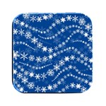 Snowflakes Winter Background Square Metal Box (Black)