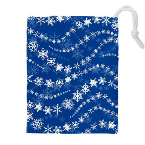 Snowflakes Winter Background Drawstring Pouch (4XL) from ArtsNow.com Front