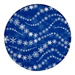 Snowflakes Winter Background Round Glass Fridge Magnet (4 pack)
