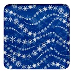 Snowflakes Winter Background Square Glass Fridge Magnet (4 pack)