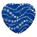 Snowflakes Winter Background Heart Glass Fridge Magnet (4 pack)