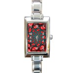 Fractal Red Spiral Abstract Art Rectangle Italian Charm Watch
