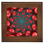 Fractal Red Spiral Abstract Art Framed Tile