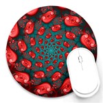 Fractal Red Spiral Abstract Art Round Mousepad
