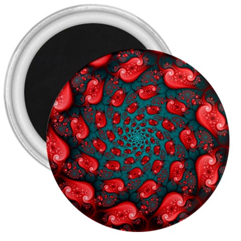 Fractal Red Spiral Abstract Art 3  Magnets from ArtsNow.com Front