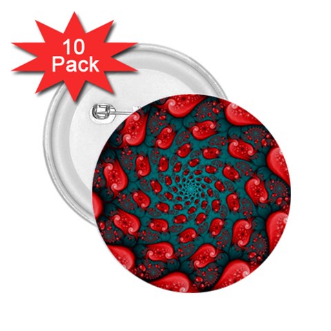 Fractal Red Spiral Abstract Art 2.25  Buttons (10 pack)  from ArtsNow.com Front