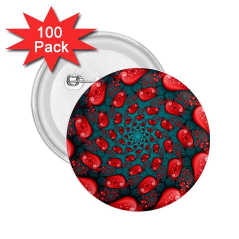 Fractal Red Spiral Abstract Art 2.25  Buttons (100 pack)  from ArtsNow.com Front