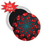 Fractal Red Spiral Abstract Art 2.25  Magnets (100 pack) 