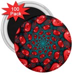 Fractal Red Spiral Abstract Art 3  Magnets (100 pack)