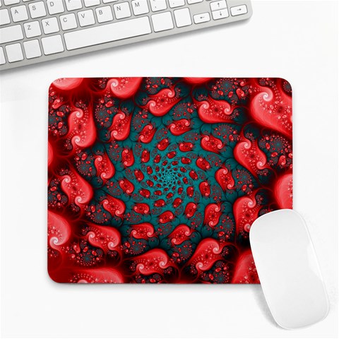 Fractal Red Spiral Abstract Art Large Mousepad from ArtsNow.com Front