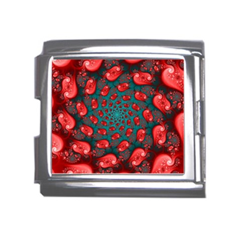 Fractal Red Spiral Abstract Art Mega Link Italian Charm (18mm) from ArtsNow.com Front