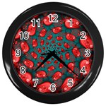 Fractal Red Spiral Abstract Art Wall Clock (Black)