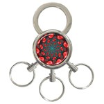 Fractal Red Spiral Abstract Art 3-Ring Key Chain