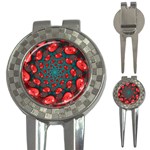 Fractal Red Spiral Abstract Art 3-in-1 Golf Divots