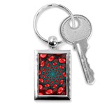 Fractal Red Spiral Abstract Art Key Chain (Rectangle)
