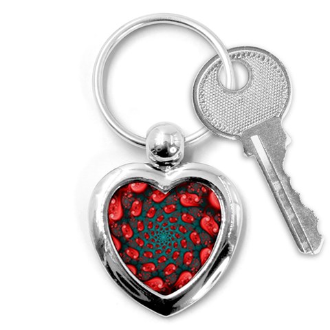 Fractal Red Spiral Abstract Art Key Chain (Heart) from ArtsNow.com Front