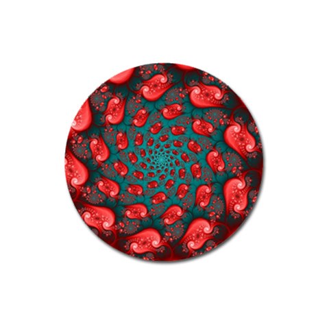 Fractal Red Spiral Abstract Art Magnet 3  (Round) from ArtsNow.com Front