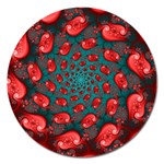 Fractal Red Spiral Abstract Art Magnet 5  (Round)