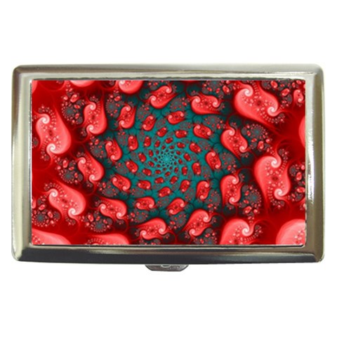 Fractal Red Spiral Abstract Art Cigarette Money Case from ArtsNow.com Front
