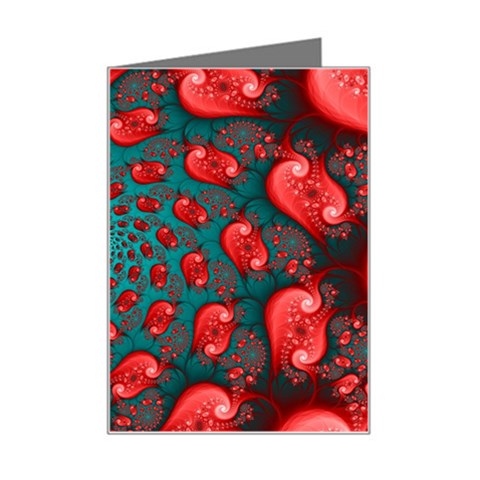 Fractal Red Spiral Abstract Art Mini Greeting Card from ArtsNow.com Left