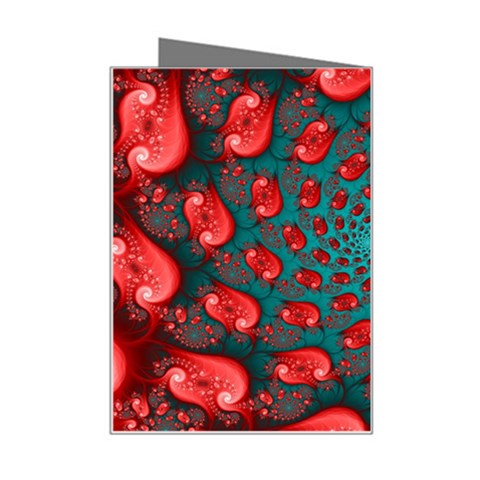 Fractal Red Spiral Abstract Art Mini Greeting Card from ArtsNow.com Right