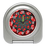 Fractal Red Spiral Abstract Art Travel Alarm Clock